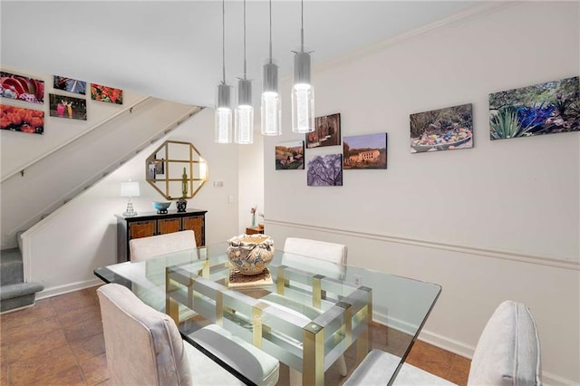 5180 Chemin De Vie, Atlanta, GA 30342 - dining space featuring stairs, baseboards, and crown molding