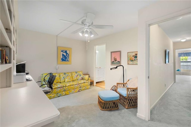5180 Chemin De Vie, Atlanta, GA 30342 - carpeted living area featuring ceiling fan and baseboards