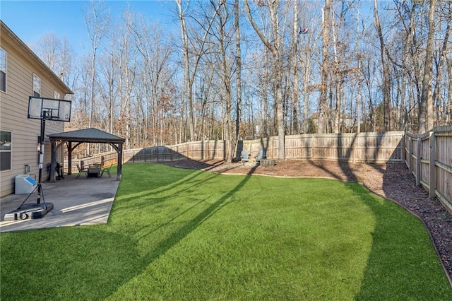 view of yard with a gazebo and a patio