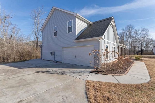 view of home's exterior with a garage