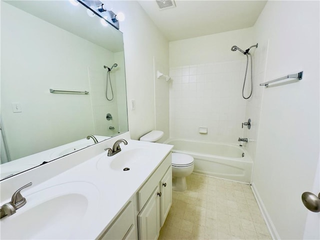 365 Friars Head Dr, Suwanee, GA 30024 - full bathroom with toilet, double vanity, shower / washtub combination, and tile patterned floors