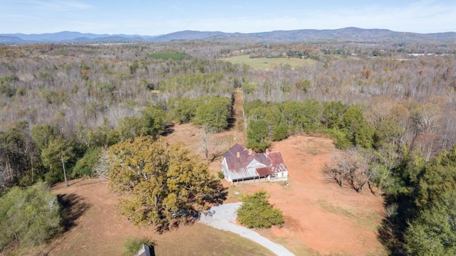 drone / aerial view featuring a mountain view