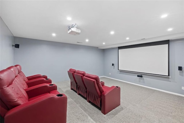 view of carpeted home theater