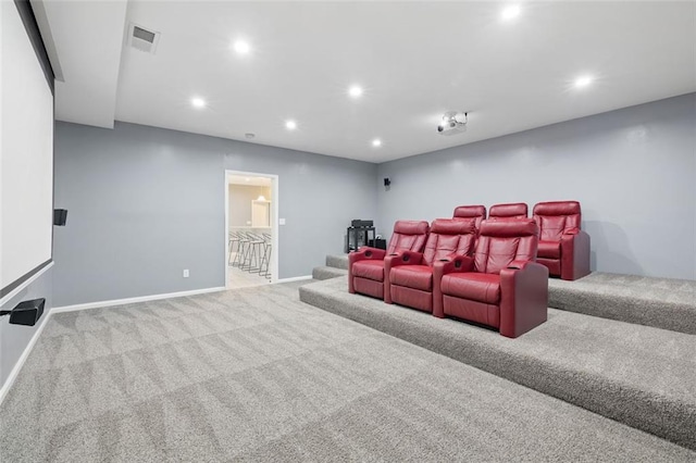 view of carpeted home theater