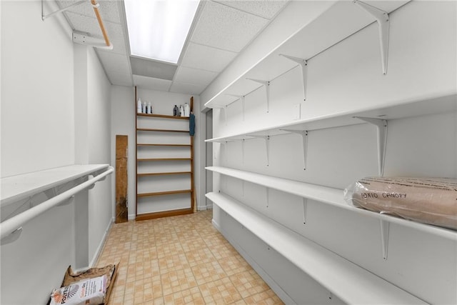 spacious closet with a drop ceiling