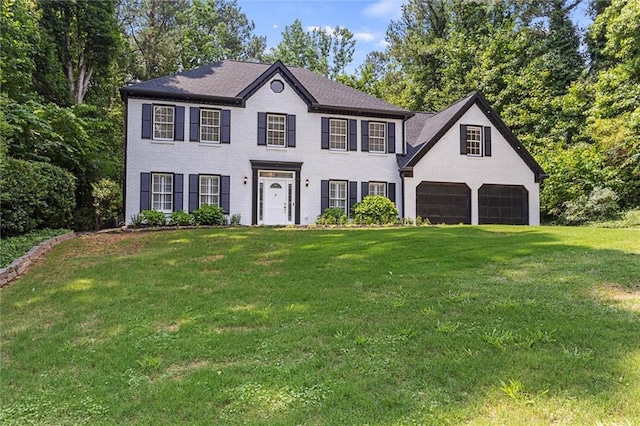 4220 Singing Post Ln NE, Roswell, GA 30075 - colonial home featuring a garage, a front yard, and brick siding