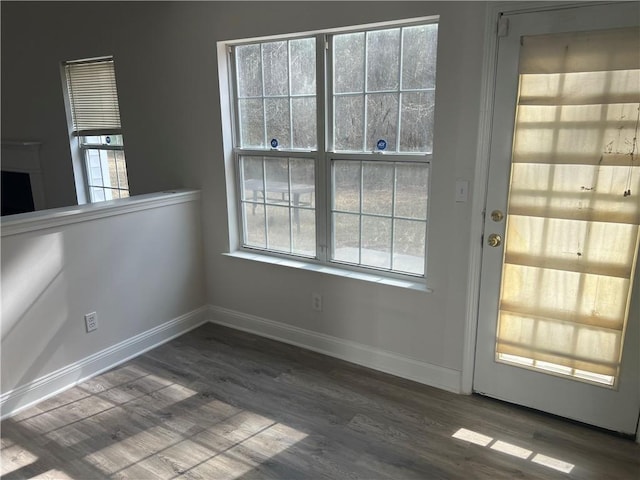 entryway with dark hardwood / wood-style floors