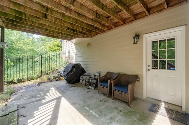 view of patio / terrace featuring fence and area for grilling