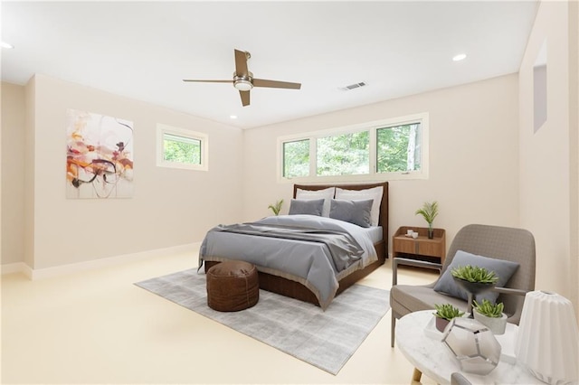 bedroom featuring ceiling fan