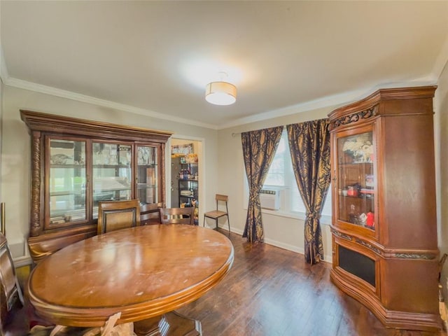 646 Quillian Ave, Decatur, GA 30032 - dining area with crown molding, baseboards, and dark wood-type flooring