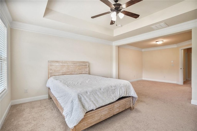 11686 Davenport Ln, Alpharetta, GA 30005 - carpeted bedroom with multiple windows, baseboards, crown molding, and a raised ceiling