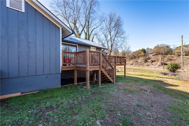 view of yard featuring a wooden deck