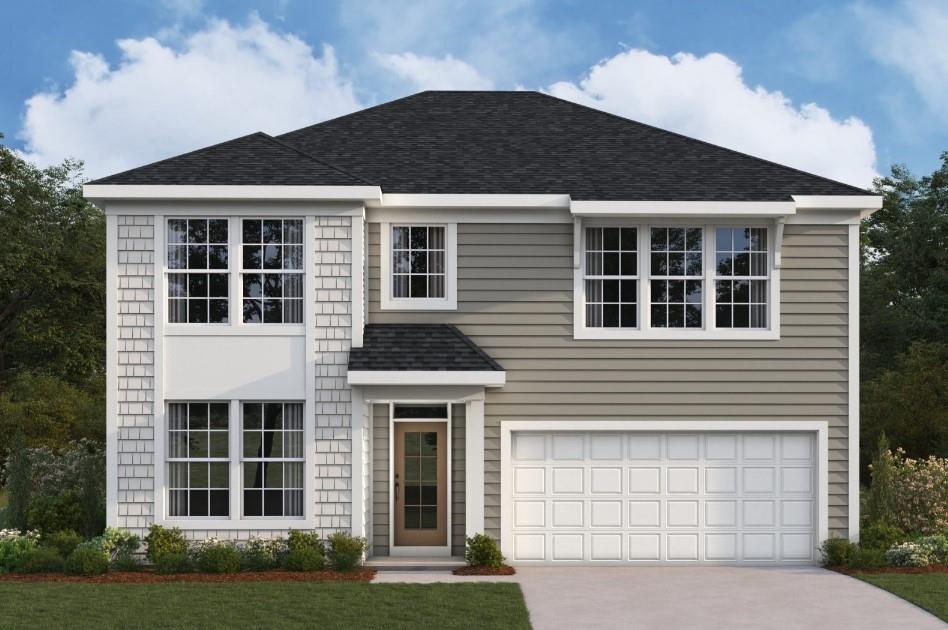 view of front of house featuring roof with shingles, driveway, and an attached garage