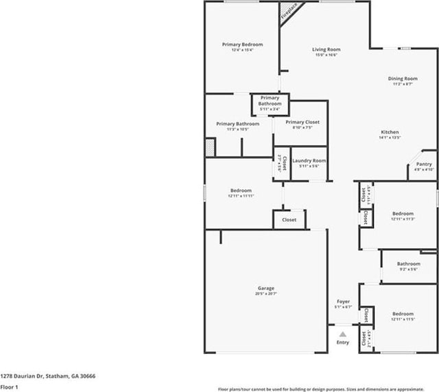 1278 Daurian Dr, Statham, GA 30666 - view of property floor plan