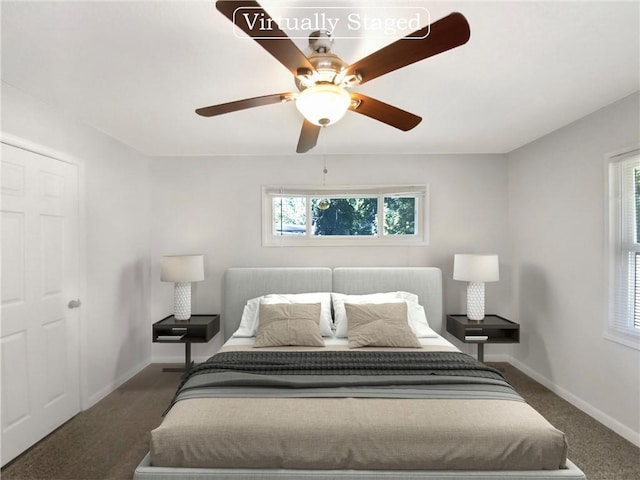 1879 Shamrock Dr, Decatur, GA 30032 - bedroom featuring multiple windows, carpet, ceiling fan, and baseboards
