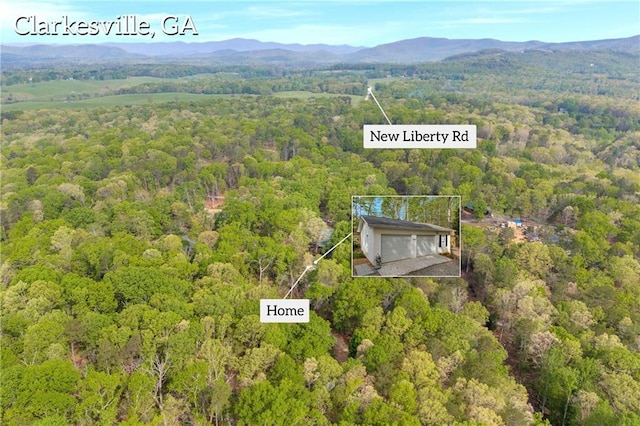 1437 Frank Lovell Rd, Clarkesville, GA 30523 - birds eye view of property featuring a view of trees and a mountain view