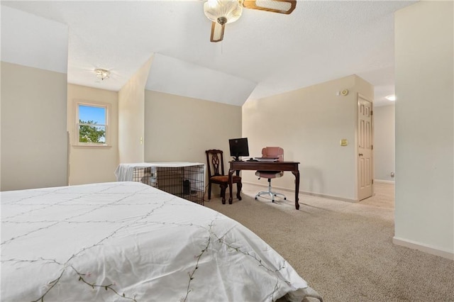 210 N Wesleyan Cir, Macon, GA 31210 - carpeted bedroom with a ceiling fan, a desk, and lofted ceiling
