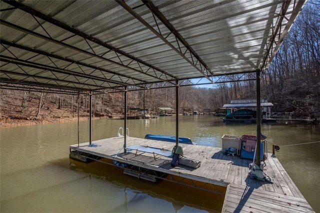 dock area featuring a water view