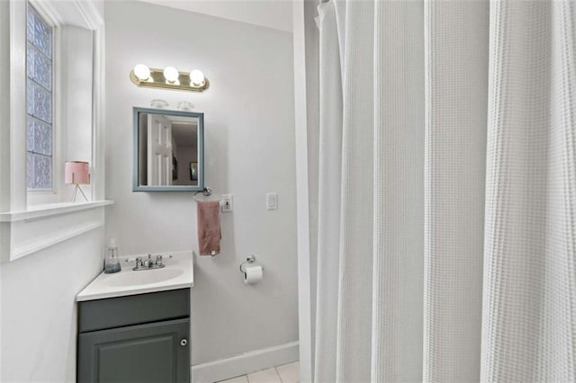 bathroom featuring vanity and tile patterned floors