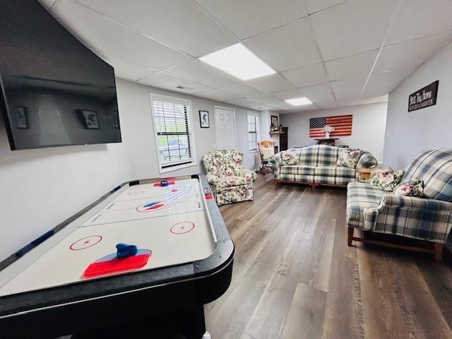 1008 Lakeview Acres, Hiawassee, GA 30546 - playroom featuring wood finished floors and a drop ceiling