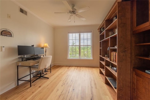 4100 Paces Walk SE Unit 4306, Atlanta, GA 30339 - office space with ornamental molding, light wood finished floors, baseboards, and a ceiling fan