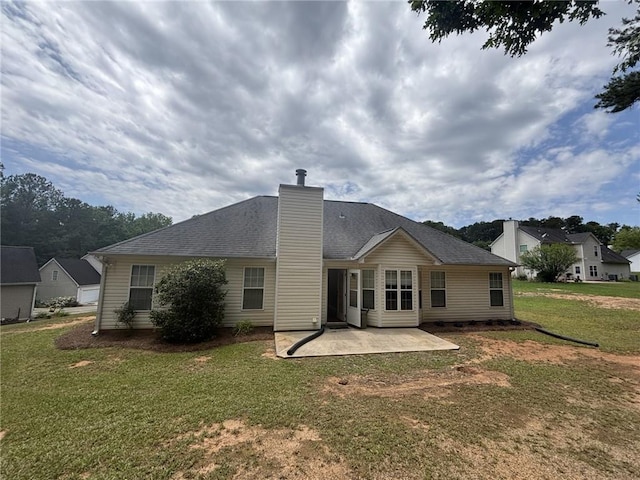 2840 Alcovy River Vw, Dacula, GA 30019 - back of house with a patio area, a yard, and a chimney