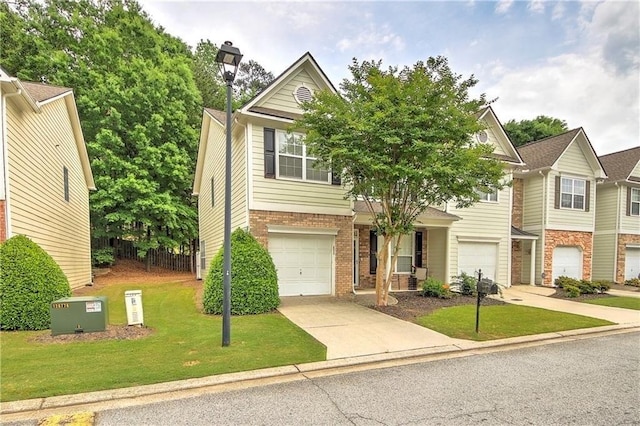 1643 Jackson Way NW, Atlanta, GA 30318 - view of front of property featuring brick siding, an attached garage, a front lawn, and driveway