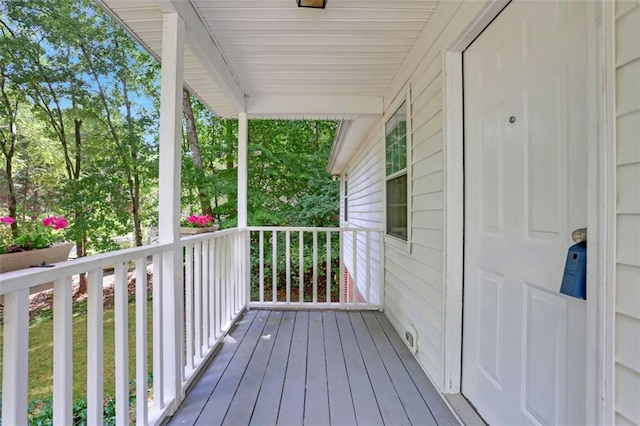 wooden deck featuring a porch