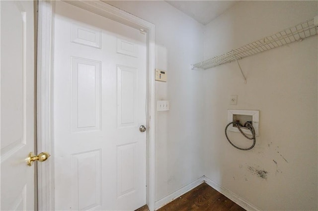 10247 Deep Creek Pl, Union City, GA 30291 - laundry room featuring washer hookup, dark wood finished floors, and baseboards