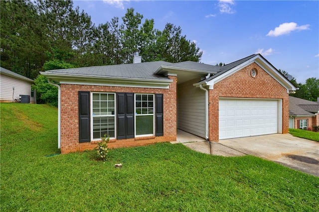 10247 Deep Creek Pl, Union City, GA 30291 - view of front facade featuring brick siding, an attached garage, concrete driveway, and a chimney