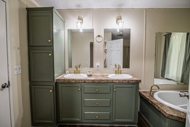 1530 Unity Church Cir, Maysville, GA 30558 - bathroom featuring double vanity, a bathtub, and a textured ceiling
