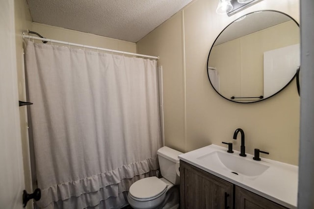 1530 Unity Church Cir, Maysville, GA 30558 - bathroom with a textured ceiling, vanity, and curtained shower