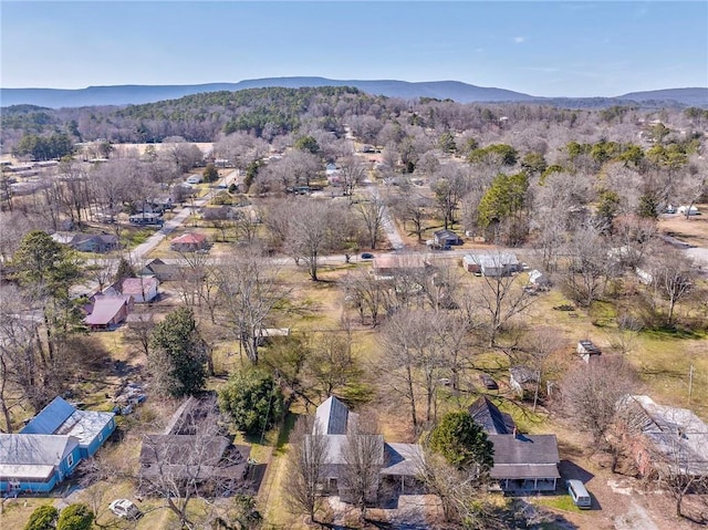 bird's eye view with a mountain view