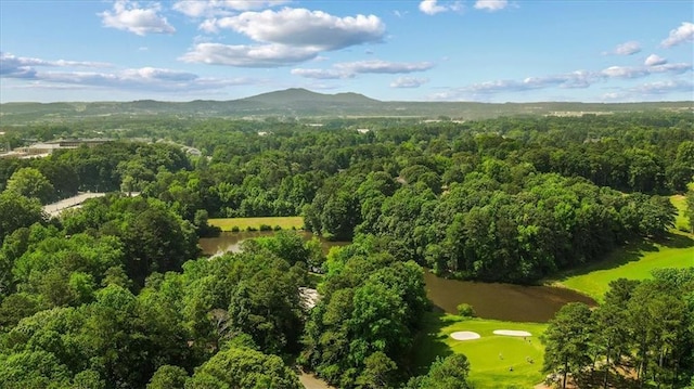 1323 Frey Lake Ct, Kennesaw, GA 30144 - bird's eye view of a heavily wooded area, a golf course, and mountains