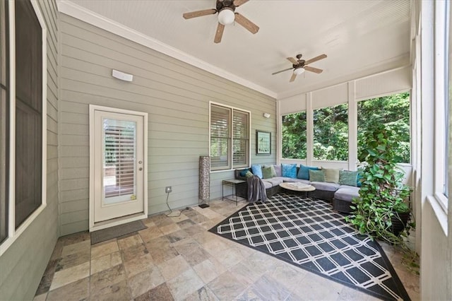 1323 Frey Lake Ct, Kennesaw, GA 30144 - sunroom with a ceiling fan, outdoor lounge area, and plenty of natural light