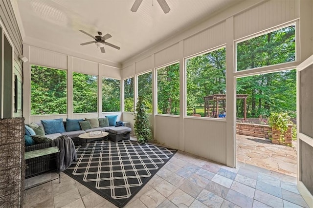 1323 Frey Lake Ct, Kennesaw, GA 30144 - sunroom / solarium with ceiling fan and an outdoor hangout area