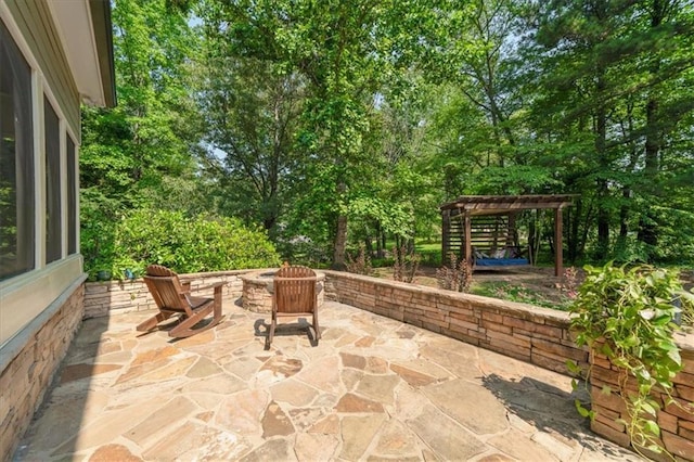 1323 Frey Lake Ct, Kennesaw, GA 30144 - view of patio / terrace with an outdoor fire pit