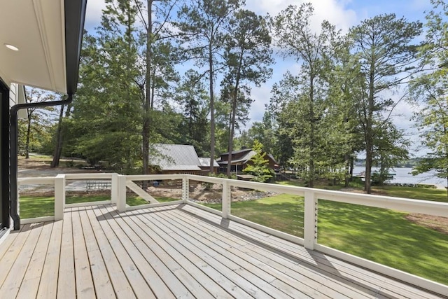 deck featuring a lawn