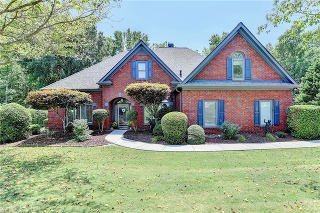 view of front of property with a front lawn