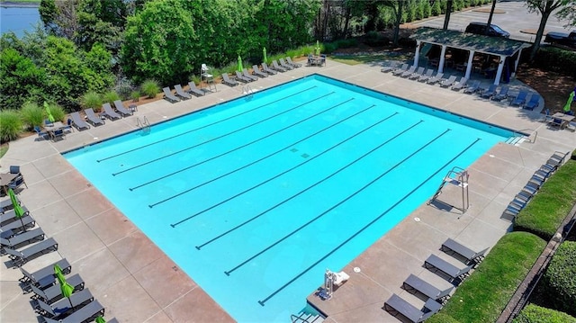 view of pool featuring a patio area