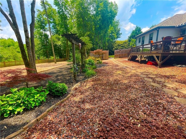 view of yard featuring a deck