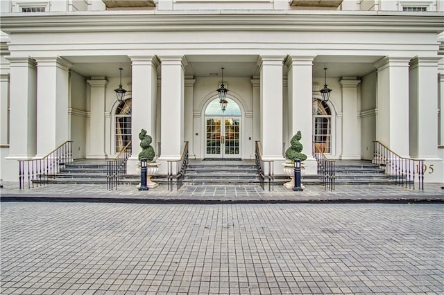 entrance to property featuring french doors