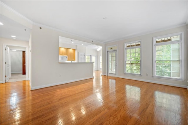 50 Biscayne Dr NW Unit 2113, Atlanta, GA 30309 - unfurnished living room featuring light wood-type flooring and ornamental molding