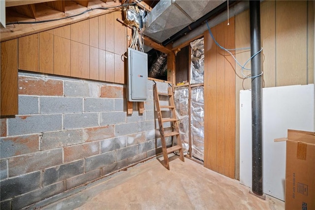 basement with electric panel