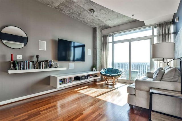 living room featuring wood-type flooring