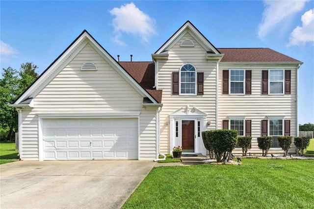 150 Crestworth Xing, Powder Springs, GA 30127 - view of front of house featuring driveway, a front lawn, and a garage