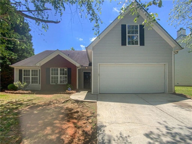 view of property featuring a garage