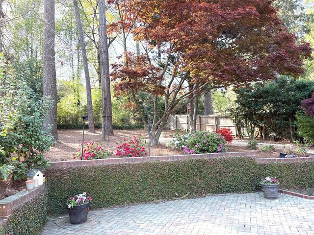 view of yard featuring a patio area and fence