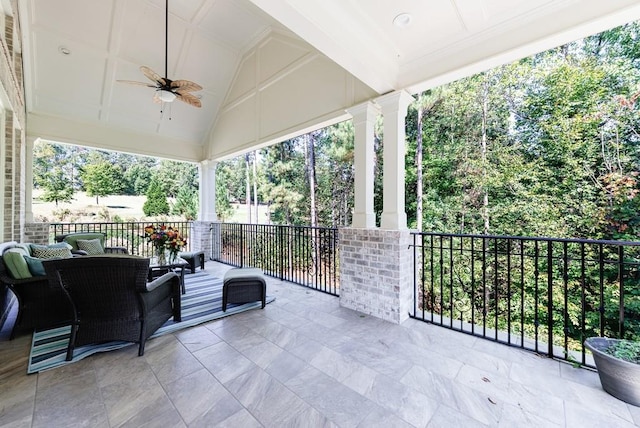 view of patio / terrace featuring ceiling fan