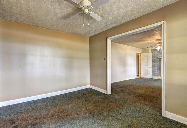 6191 Cumming Hwy, Canton, GA 30115 - unfurnished room with ceiling fan, carpet flooring, baseboards, and a textured ceiling